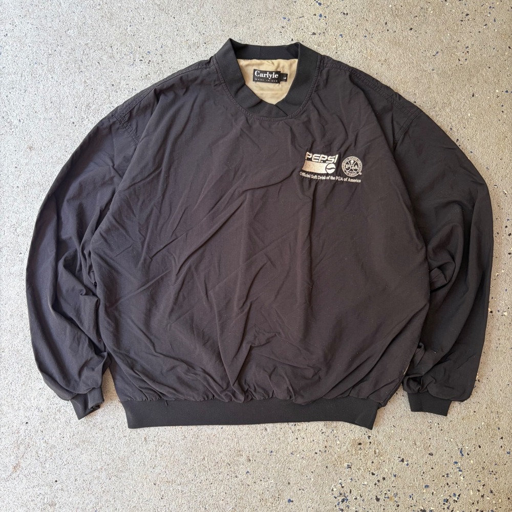 Vintage Carlyle Pepsi PGA of America Windbreaker Pullover Jacket Black Mens L
